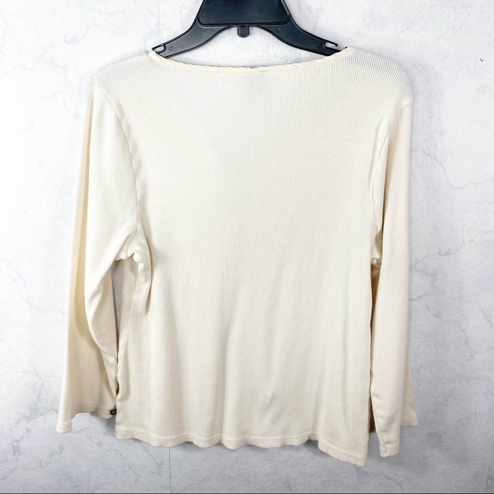 [Nautica] Cream Ribbed Button Placket Tee - Picture 2 of 2